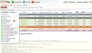 Übersicht über Transaktionen in TreasuryView